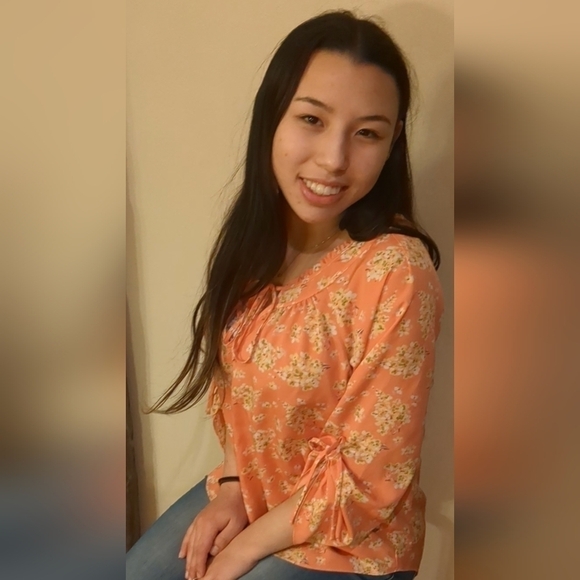 Lc Lauren Conrad Pink White Boho Floral Blouse Small - Picture 6 of 7